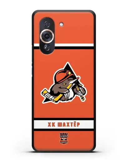 Чеxол с логотипом ХК Шахтёр-Солигорск с оранжевым фоном силиконовый для Huawei Nova 10