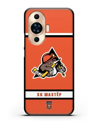 Чеxол с логотипом ХК Шахтёр-Солигорск с оранжевым фоном силиконовый для Huawei Nova 11