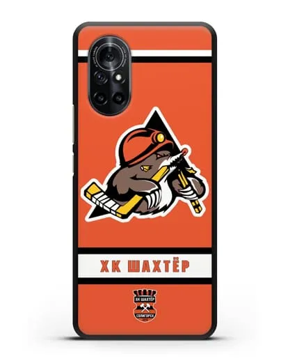 Чеxол с логотипом ХК Шахтёр-Солигорск с оранжевым фоном силиконовый для Huawei Nova 8