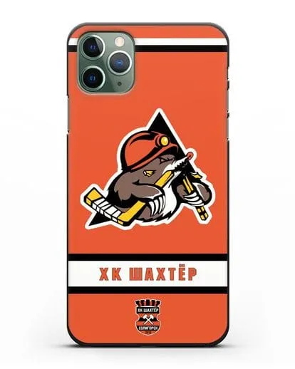 Чеxол с логотипом ХК Шахтёр-Солигорск с оранжевым фоном силиконовый для iPhone 11 Pro Max