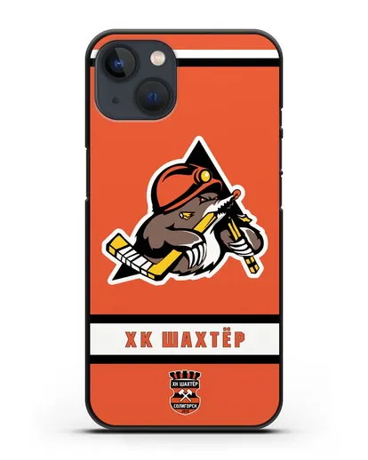 Чеxол с логотипом ХК Шахтёр-Солигорск с оранжевым фоном силиконовый для iPhone 13 Mini