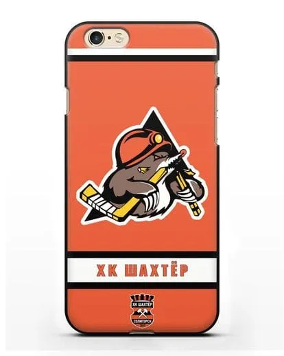 Чеxол с логотипом ХК Шахтёр-Солигорск с оранжевым фоном силиконовый для iPhone 6s