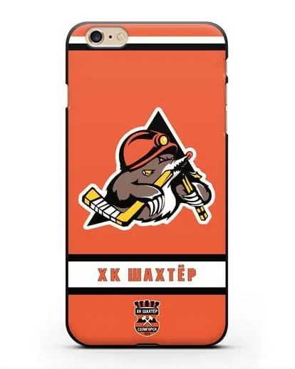 Чеxол с логотипом ХК Шахтёр-Солигорск с оранжевым фоном силиконовый для iPhone 6 Plus