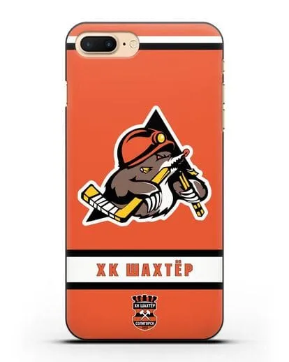 Чеxол с логотипом ХК Шахтёр-Солигорск с оранжевым фоном силиконовый для iPhone 8 Plus