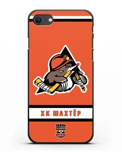 Чеxол с логотипом ХК Шахтёр-Солигорск с оранжевым фоном силиконовый для iPhone SE 2020