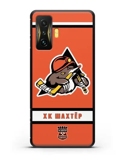 Чеxол с логотипом ХК Шахтёр-Солигорск с оранжевым фоном силиконовый для Xiaomi Poco F4 GT