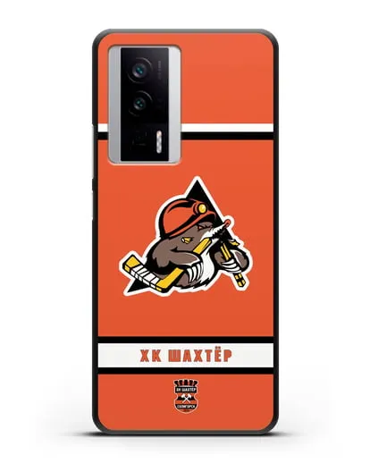 Чеxол с логотипом ХК Шахтёр-Солигорск с оранжевым фоном силиконовый для Xiaomi Poco F5 Pro