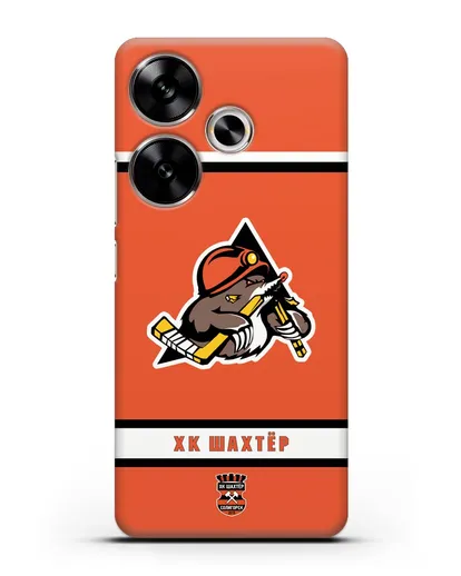 Чеxол с логотипом ХК Шахтёр-Солигорск с оранжевым фоном силиконовый для Xiaomi Poco F6