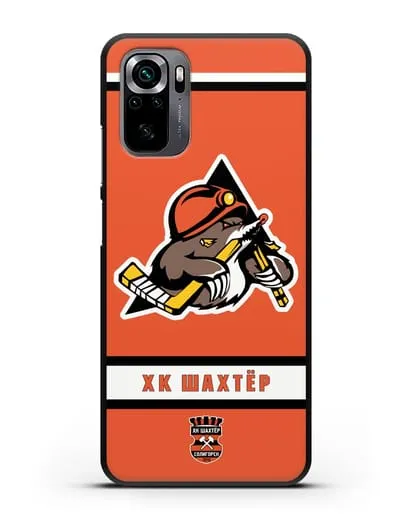 Чеxол с логотипом ХК Шахтёр-Солигорск с оранжевым фоном силиконовый для Xiaomi Poco M5s