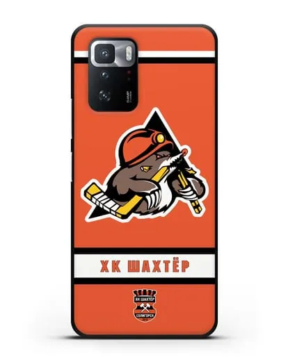 Чеxол с логотипом ХК Шахтёр-Солигорск с оранжевым фоном силиконовый для Xiaomi Poco X3 GT