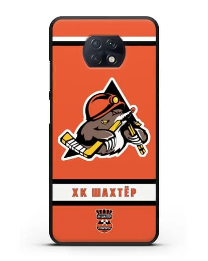 Чеxол с логотипом ХК Шахтёр-Солигорск с оранжевым фоном силиконовый для Xiaomi Redmi Note 9T