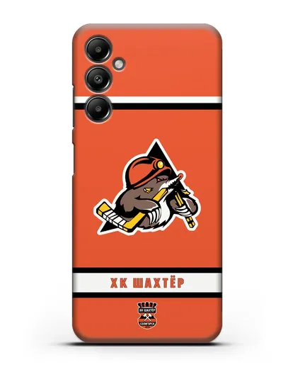 Чеxол с логотипом ХК Шахтёр-Солигорск с оранжевым фоном силиконовый для Samsung Galaxy A05s [SM-A057]