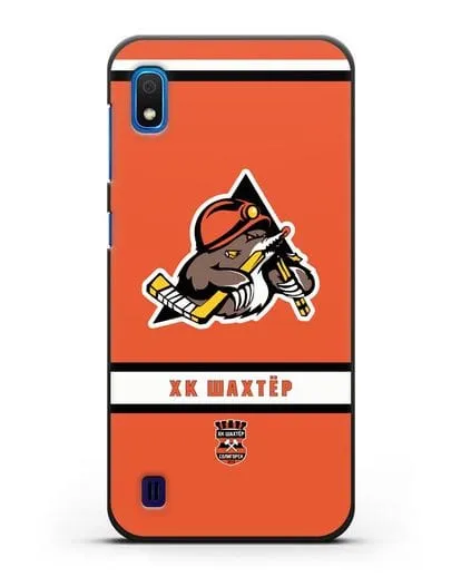 Чеxол с логотипом ХК Шахтёр-Солигорск с оранжевым фоном силиконовый для Samsung Galaxy A10 [SM-A105F]