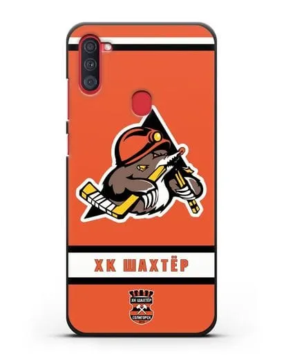 Чеxол с логотипом ХК Шахтёр-Солигорск с оранжевым фоном силиконовый для Samsung Galaxy A11 [SM-A115F]