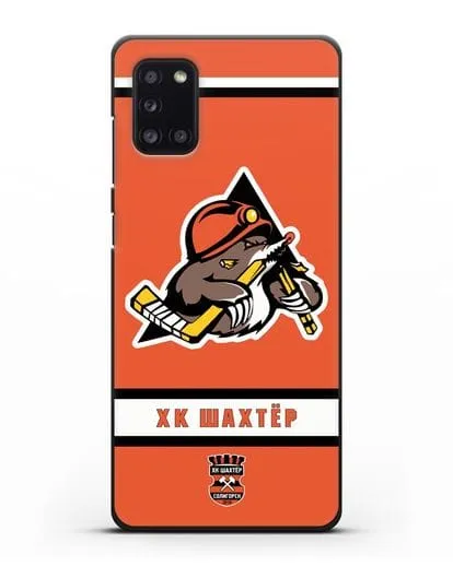 Чеxол с логотипом ХК Шахтёр-Солигорск с оранжевым фоном силиконовый для Samsung Galaxy A31 [SM-A315F]