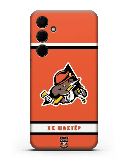 Чеxол с логотипом ХК Шахтёр-Солигорск с оранжевым фоном силиконовый для Samsung Galaxy A55 [SM-A556]