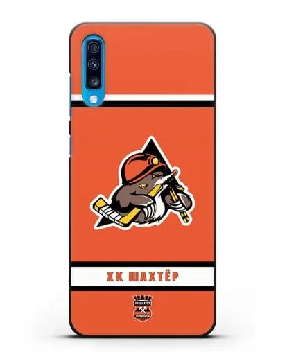 Чеxол с логотипом ХК Шахтёр-Солигорск с оранжевым фоном силиконовый для Samsung Galaxy A70 [SM-A705F]