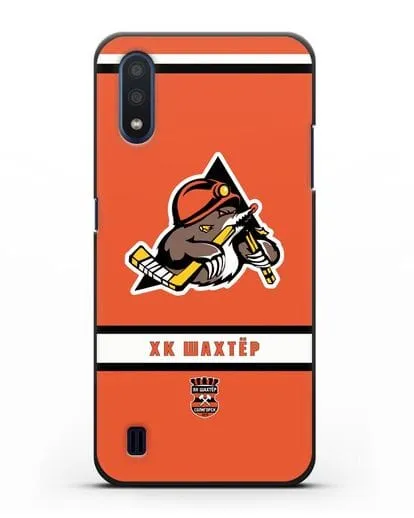 Чеxол с логотипом ХК Шахтёр-Солигорск с оранжевым фоном силиконовый для Samsung Galaxy M01 [SM-M015F]
