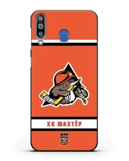 Чеxол с логотипом ХК Шахтёр-Солигорск с оранжевым фоном силиконовый для Samsung Galaxy M30 [SM-M305F]