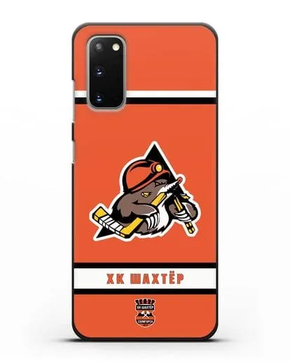 Чеxол с логотипом ХК Шахтёр-Солигорск с оранжевым фоном силиконовый для Samsung Galaxy S20 [SM-G980F]