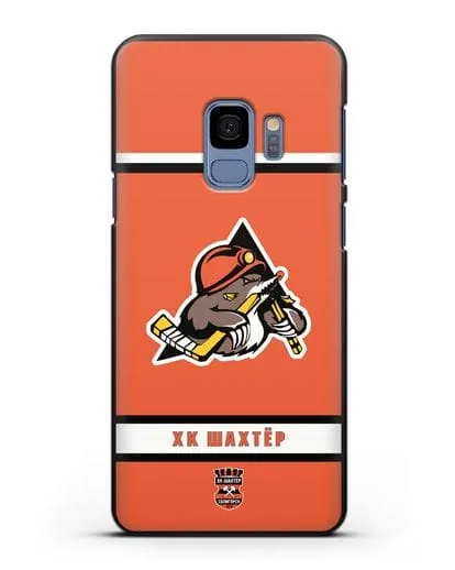 Чеxол с логотипом ХК Шахтёр-Солигорск с оранжевым фоном силиконовый для Samsung Galaxy S9 [SM-G960F]
