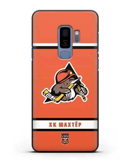 Чеxол с логотипом ХК Шахтёр-Солигорск с оранжевым фоном силиконовый для Samsung Galaxy S9 Plus [SM-G965F]
