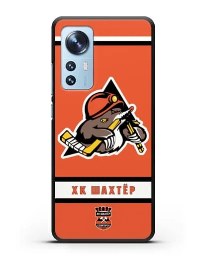 Чеxол с логотипом ХК Шахтёр-Солигорск с оранжевым фоном силиконовый для Xiaomi 12