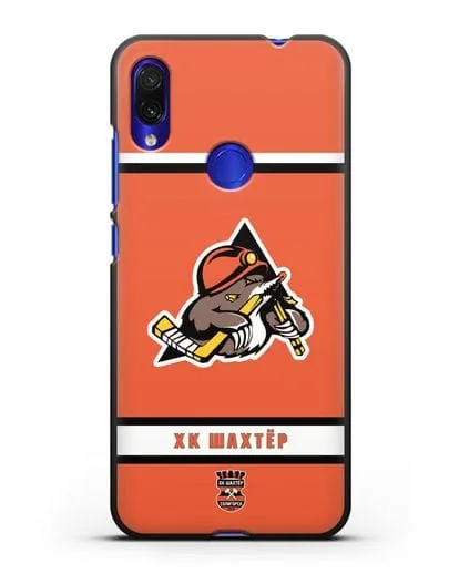 Чеxол с логотипом ХК Шахтёр-Солигорск с оранжевым фоном силиконовый для Xiaomi Redmi Note 7