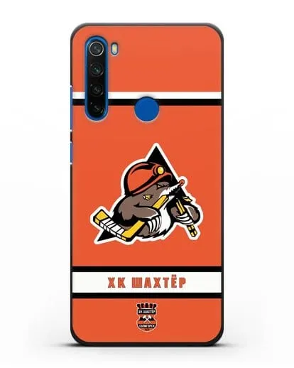 Чеxол с логотипом ХК Шахтёр-Солигорск с оранжевым фоном силиконовый для Xiaomi Redmi Note 8