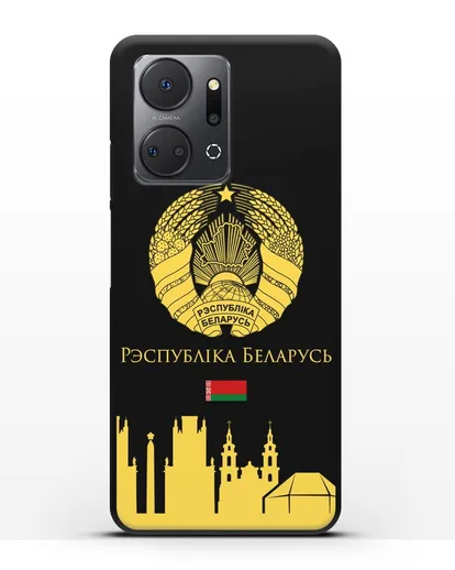 Чехол с гербом Беларуси и силуэтами Минска с надписью на белорусском языке силиконовый для Honor X7a