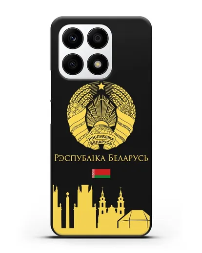 Чехол с гербом Беларуси и силуэтами Минска с надписью на белорусском языке силиконовый для Honor X8a