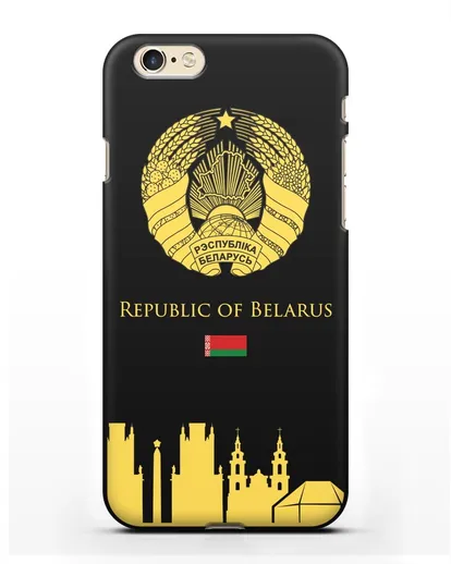 Чехол с гербом Беларуси и силуэтами Минска с надписью на английском языке силиконовый для iPhone 6s