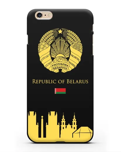 Чехол с гербом Беларуси и силуэтами Минска с надписью на английском языке силиконовый для iPhone 6 Plus