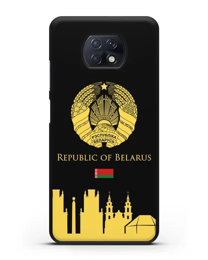 Чехол с гербом Беларуси и силуэтами Минска с надписью на английском языке силиконовый для Xiaomi Redmi Note 9T