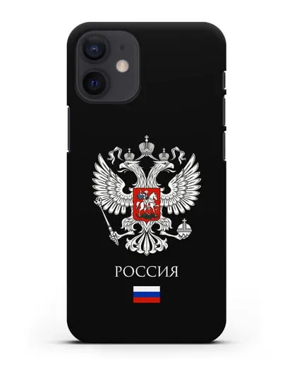 Чехол с двуглавым орлом, с флагом и надписью Россия силиконовый для iPhone 12 mini
