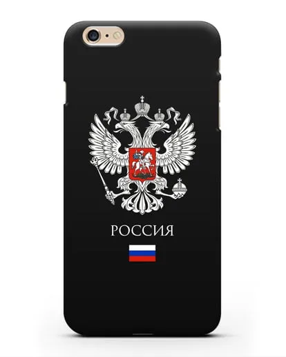 Чехол с двуглавым орлом, с флагом и надписью Россия силиконовый для iPhone 6 Plus