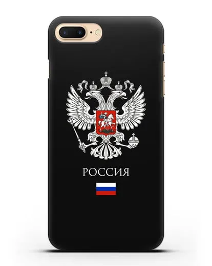 Чехол с двуглавым орлом, с флагом и надписью Россия силиконовый для iPhone 7 Plus