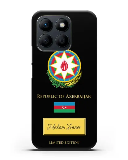 Чехол с гербом и флагом Республики Азербайджан с именем, фамилией на английском языке силиконовый для Honor X8b