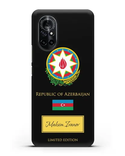 Чехол с гербом и флагом Республики Азербайджан с именем, фамилией на английском языке силиконовый для Huawei Nova 8