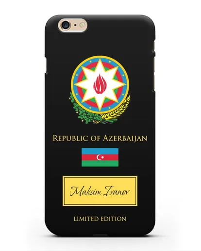 Чехол с гербом и флагом Республики Азербайджан с именем, фамилией на английском языке силиконовый для iPhone 6 Plus