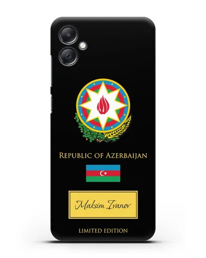 Чехол с гербом и флагом Республики Азербайджан с именем, фамилией на английском языке силиконовый для Samsung Galaxy A05 [SM-A055]