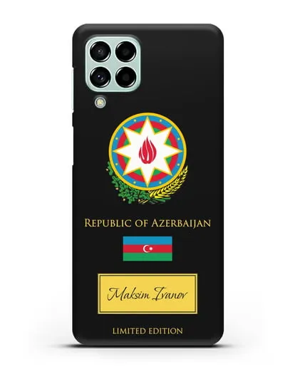 Чехол с гербом и флагом Республики Азербайджан с именем, фамилией на английском языке силиконовый для Samsung Galaxy M53 [SM-M536]