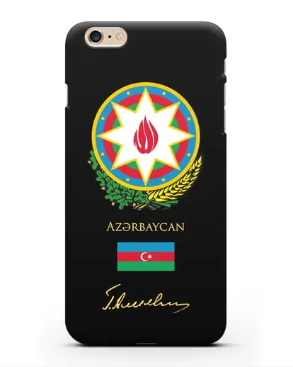 Чехол с гербом и флагом Республики Азербайджан с подписью Г. Алиева силиконовый для iPhone 6 Plus
