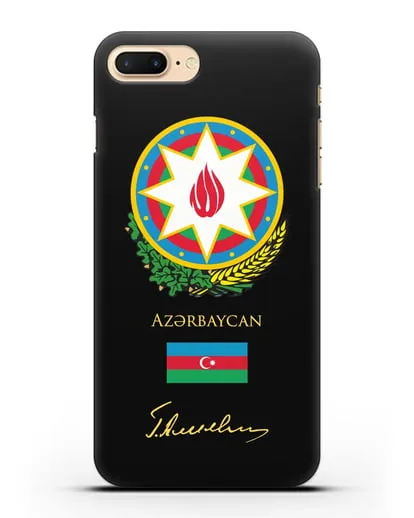 Чехол с гербом и флагом Республики Азербайджан с подписью Г. Алиева силиконовый для iPhone 7 Plus