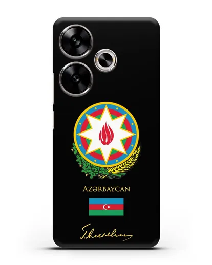 Чехол с гербом и флагом Республики Азербайджан с подписью Г. Алиева силиконовый для Xiaomi Poco F6