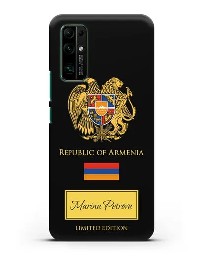 Чехол с гербом и флагом Республики Армения с именем, фамилией на английском языке силиконовый для Honor 30