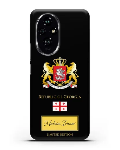 Чехол с гербом и флагом Республики Грузия с именем, фамилией на английском языке силиконовый для Honor 200
