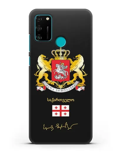 Чехол с гербом и флагом Республики Грузия с подписью президента силиконовый для Honor 9A
