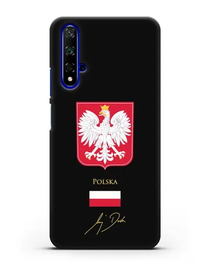 Чехол с гербом и флагом Республики Польша с подписью президента силиконовый для Honor 20