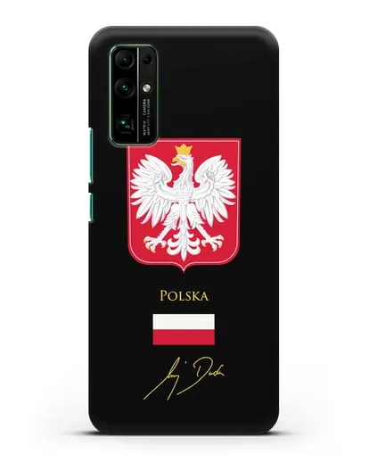 Чехол с гербом и флагом Республики Польша с подписью президента силиконовый для Honor 30